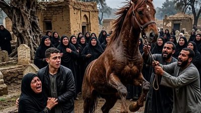 حصان اقتحم الجنازه